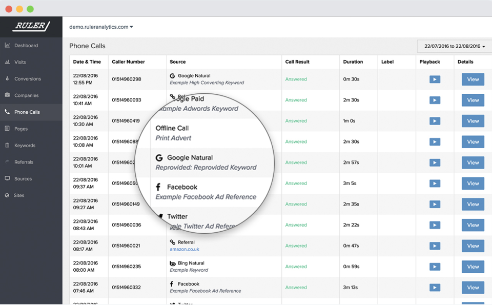 screenshot of Ruler Analytics